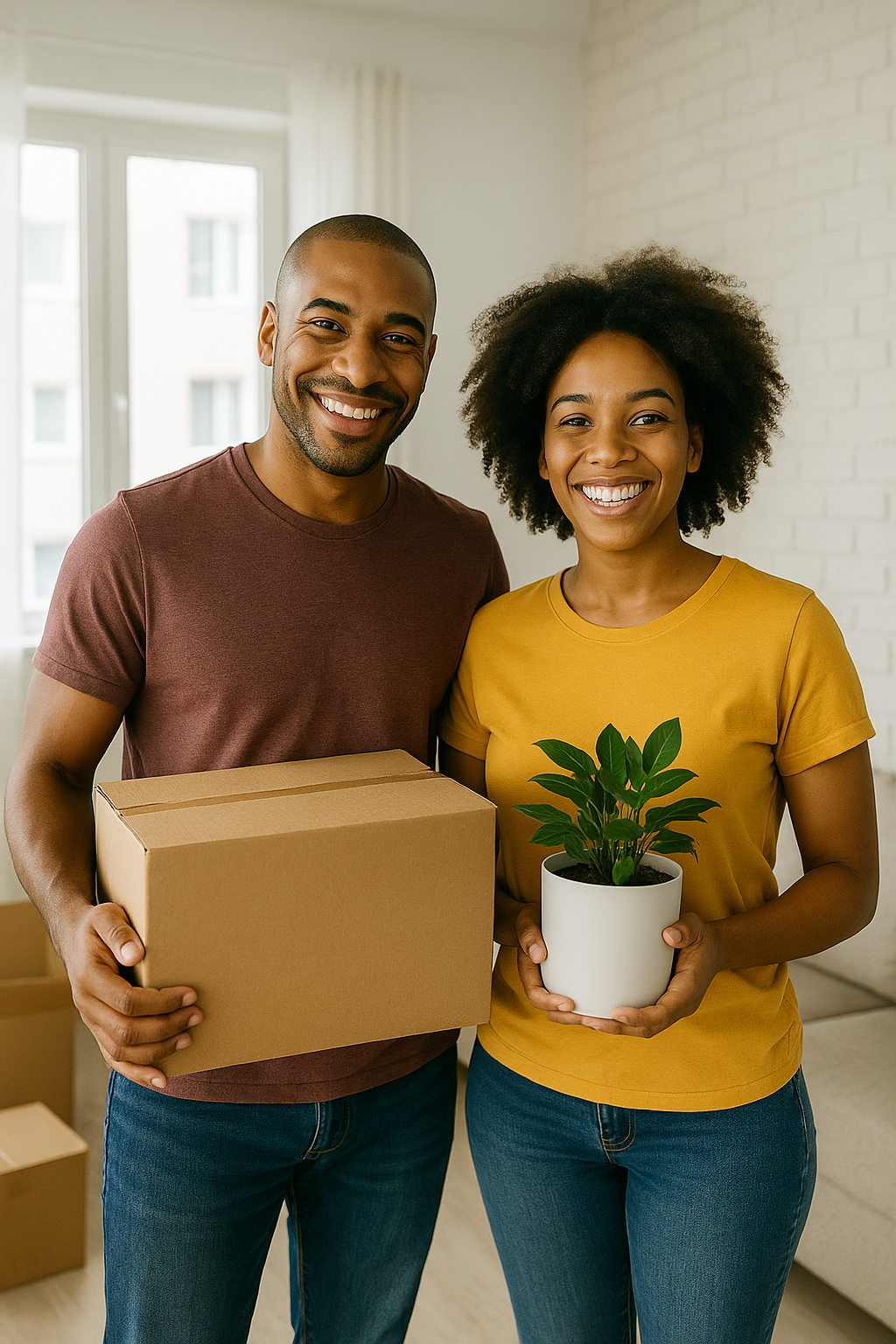 Family enjoying new apartment